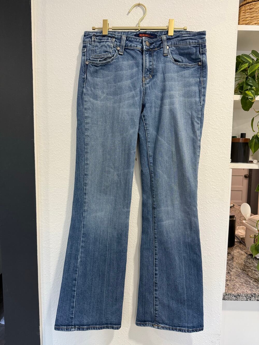 Vigoss Womens 11/12 Bootcut Flare Jeans Stretch Medium Wash Embroidered Pockets